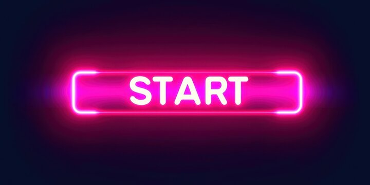 Neon sign that says "start" in pink