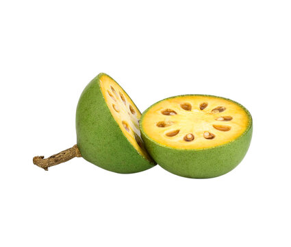bael fruits or wood apple fruit (Aegle marmelos) on a transparen png.