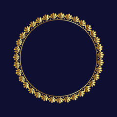 Golden Circle Frame with Luxury Vintage Ornament Sophisticated Luxury Art