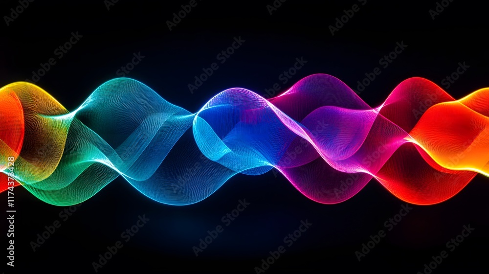 Aufkleber dynamic color waves abstract art digital realm graphic design dark background creative visualization