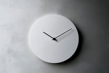 a minimalist white wall clock on a gray background