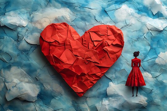 Person Standing Next to a Heart-Shaped Object.

