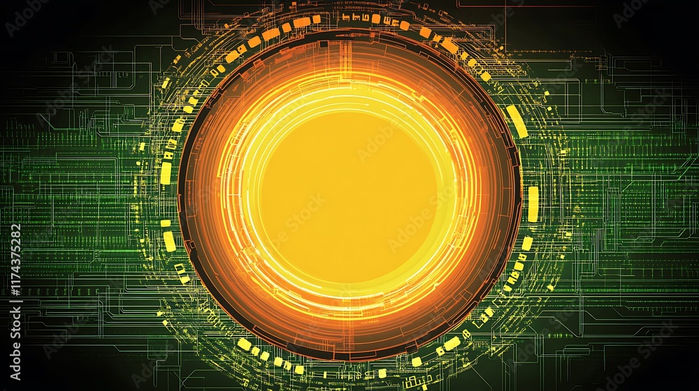 Poster Abstract Digital Technology Circular Interface Design