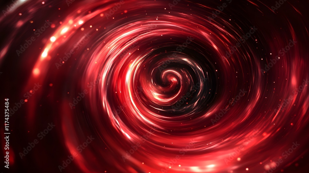 Poster dynamic red cosmic swirl outer space abstract animation digital art close-up view sci-fi concept