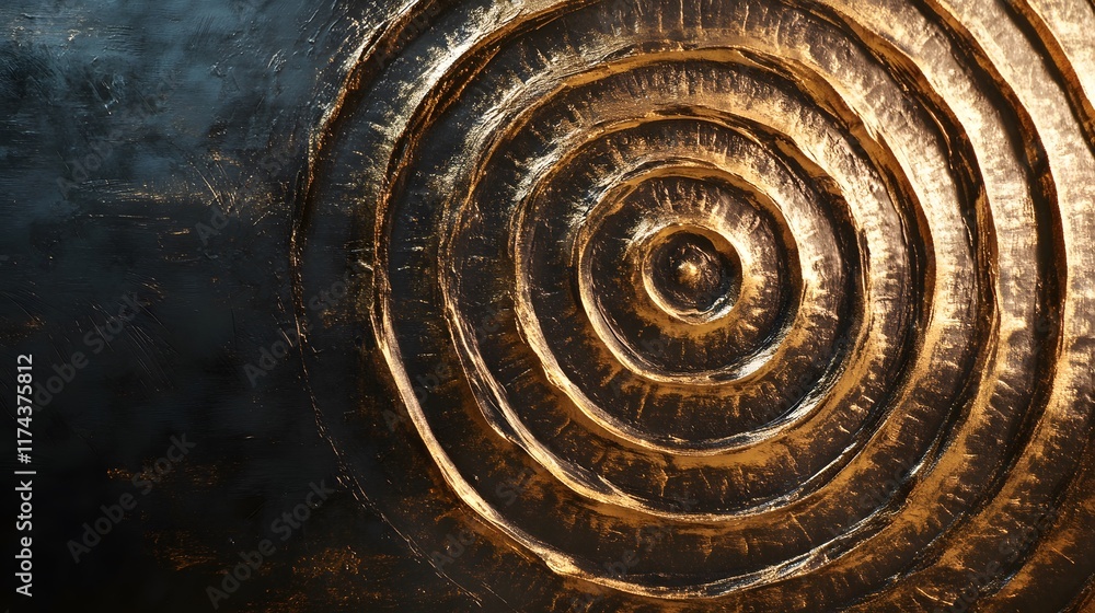 Poster spiral patterns in gold texture abstract art close-up modern design artistic perspective visual conc