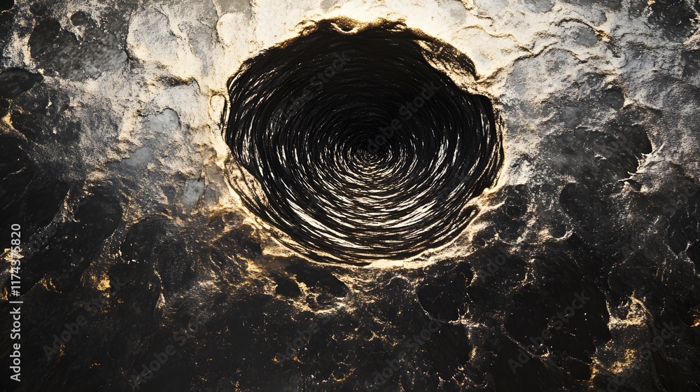 Poster mysterious swirling abyss abstract art digital creation dark environment close-up view visual concep