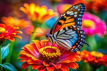 Obraz premium Vibrant Butterfly on Flower - AI Photo