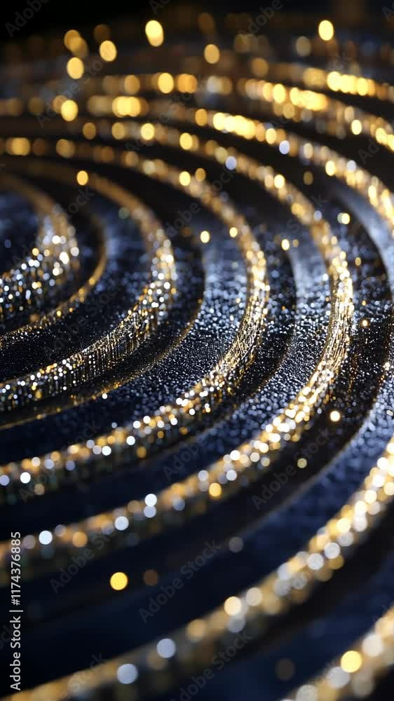 Poster shimmering golden spirals create an elegant and mesmerizing abstract pattern on a dark background