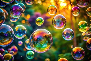 Vibrant Soap Bubbles Burst, Colorful Abstract Background