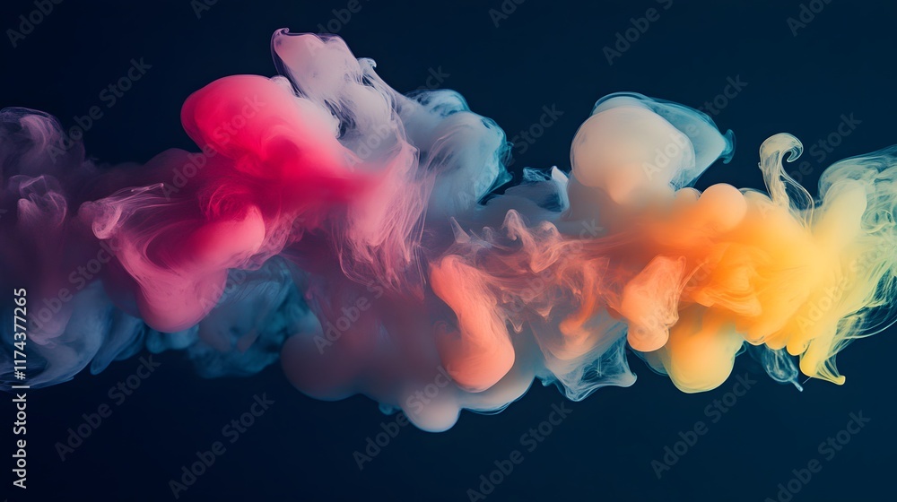 Aufkleber dynamic colorful smoke swirl abstract art digital design studio setting close-up creative visualizat