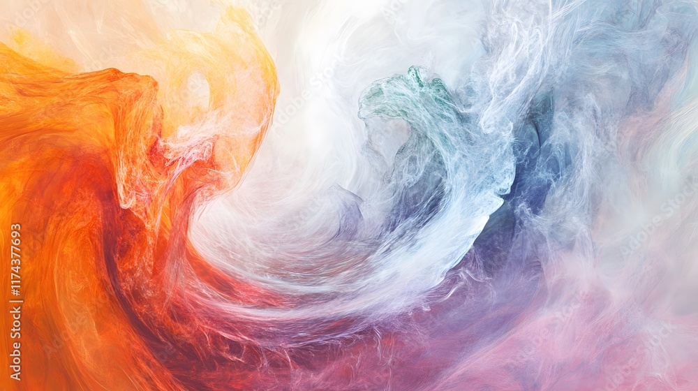 Poster dynamic abstract color swirls digital artwork vibrant palette studio environment artistic viewpoint 