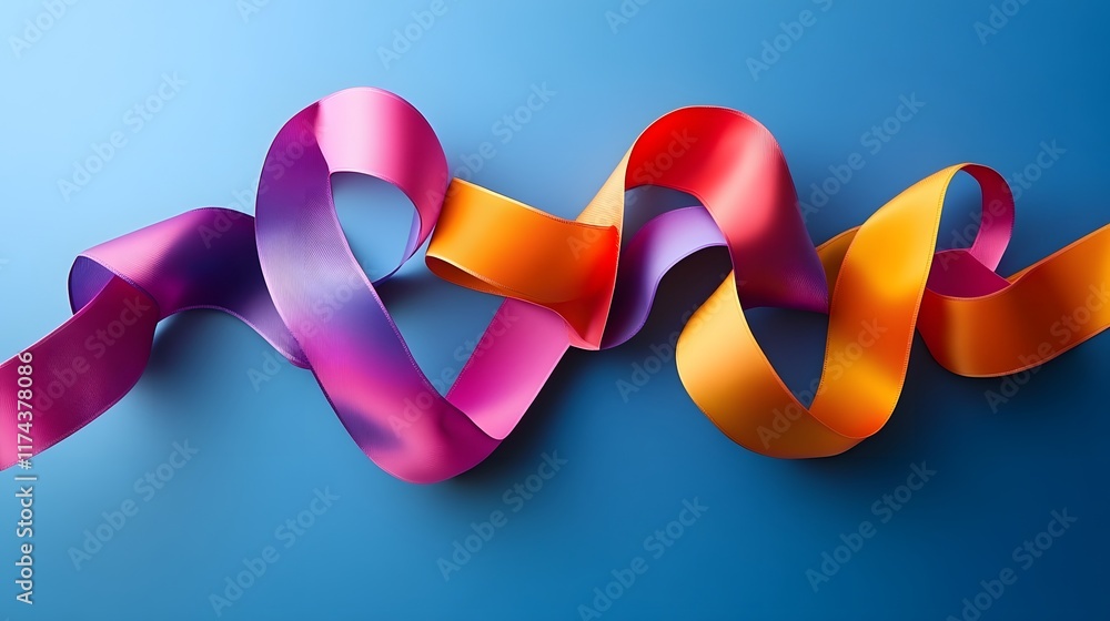 Poster vibrant ribbon patterns colorful ribbon art digital design studio setting close-up view creative con