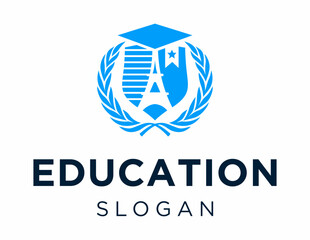 The logo design is about Education and was created using the Corel Draw 2018 application with a white background.