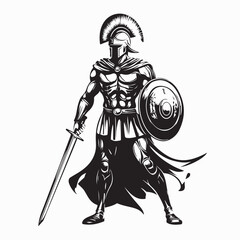 Fototapeta premium Spartan Soldier Warrior Image Vector. Strong Warrior Spartan Soldier Shield Stock Vector.