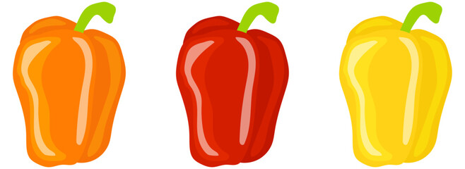 パプリカのベクターイラストセット。バリエーションあり。