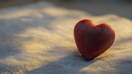 Obraz premium Perfectly shaped red heart on plain white canvas, symbolizing love