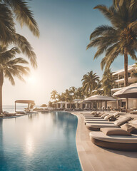 Fototapeta premium luxury beach resort, ocean view villa, beachfront property, private beach, exotic resort, tropical paradise, luxury hotel, scenic beach, villa with pool, waterfront villa, sun-soaked resort, tropical 