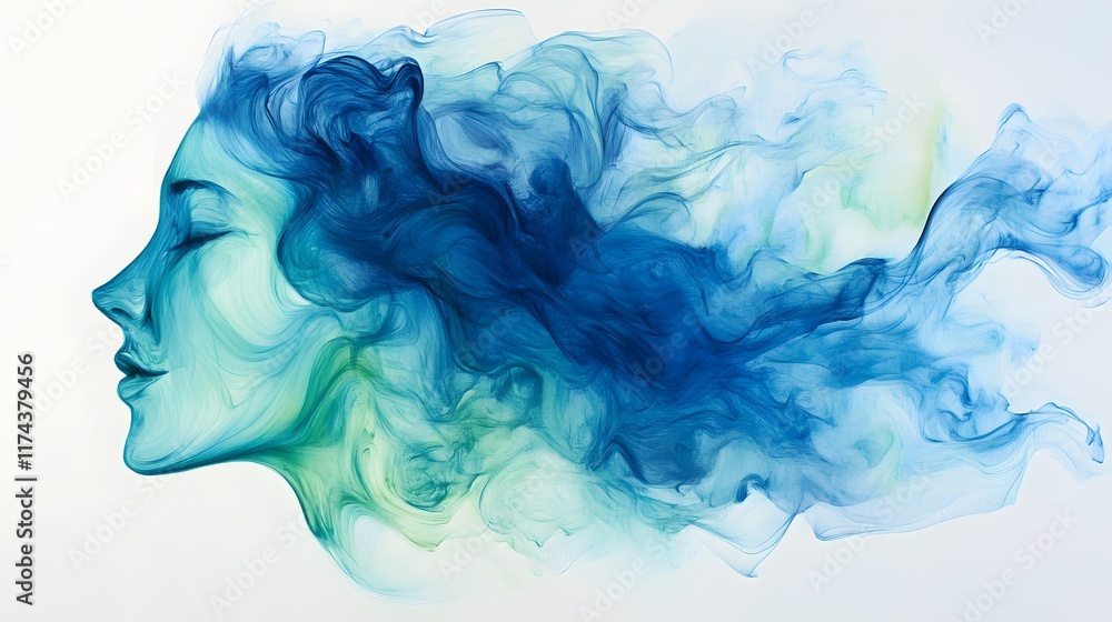 Aufkleber dynamic flow of emotions abstract art digital creation contemporary style side view expressive conce