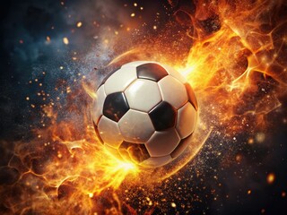 Fototapeta premium Vintage Soccer Action - Dramatic Fire Sparks