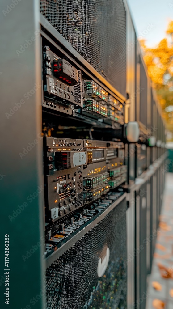 Poster modern data center server rack technology infrastructure it equipment network hardware