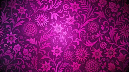 Colorful fuchsia and purple floral wallpaper design with intricate floral patterns , interior , floral,  interior , floral