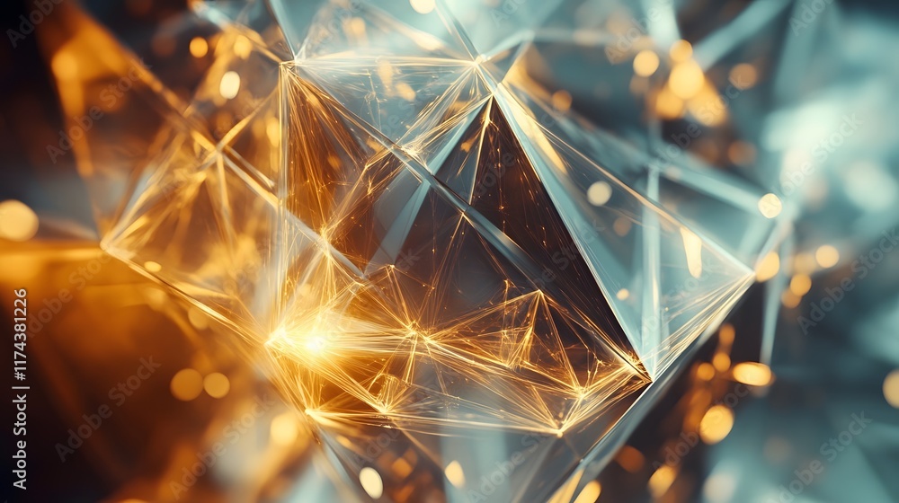 Poster dynamic geometric shapes abstract digital art 3d visualization futuristic environment close-up view 