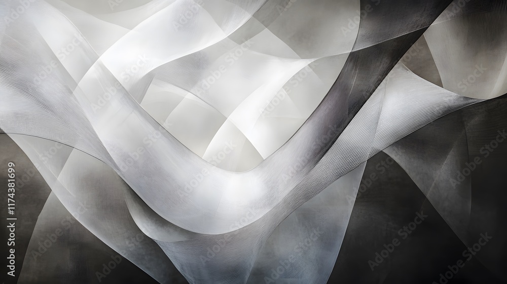 Poster dynamic abstract patterns digital art modern aesthetic studio setting close-up view artistic express