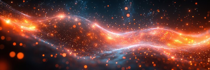 Fototapeta premium Cosmic Nebula: A Symphony of Orange and Blue