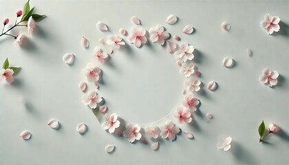 Obraz premium 花の輪 - 自然と調和する桜の花びら