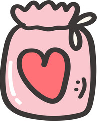 Valentine love Sweet candy bag doodle cartoon hand drawing