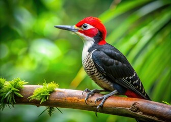Fototapeta premium Great Black Woodpecker Borneo | White-bellied Woodpecker | Dryocopus javensis | Bird Photography | Asian Wildlife | Rainforest Bird