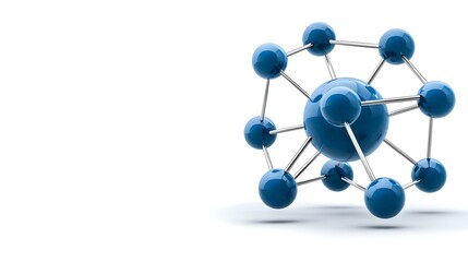 Obraz premium Abstract 3D Model of Blue Atomic Structure with Steel Bonds
