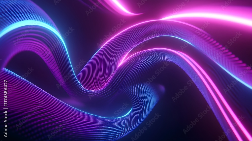 Aufkleber dynamic light waves digital art vibrant colors abstract environment close-up view visual concept des