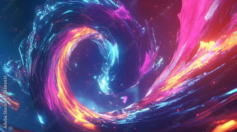 Poster dynamic colorful swirls abstract art digital creation vibrant environment artistic viewpoint motion 