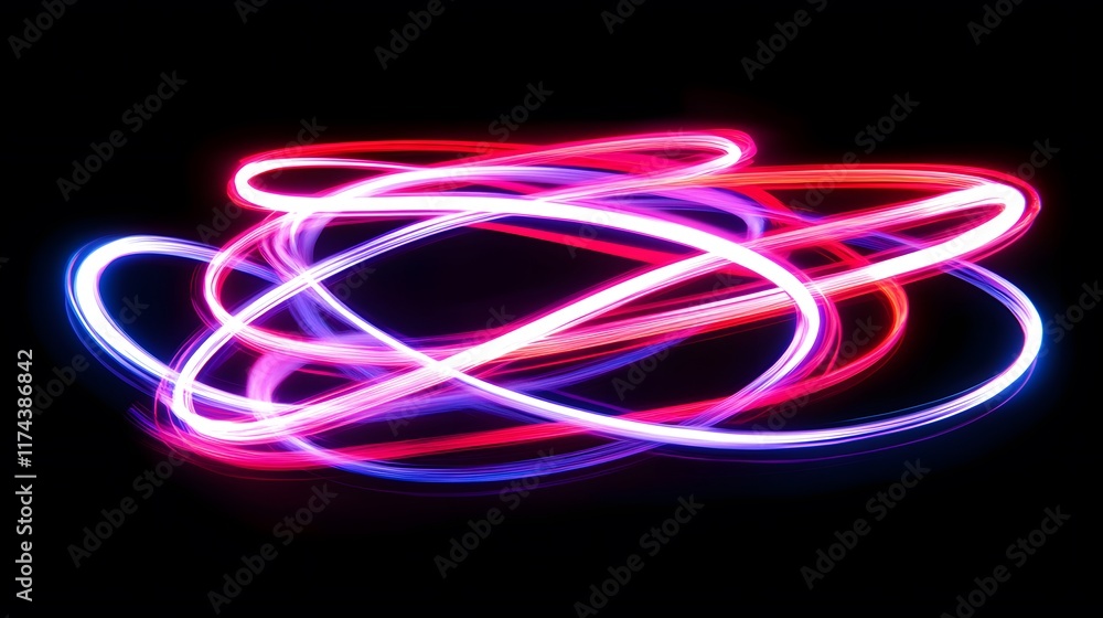 Poster dynamic light trails creating vibrant patterns digital art abstract dark background artistic viewpoi