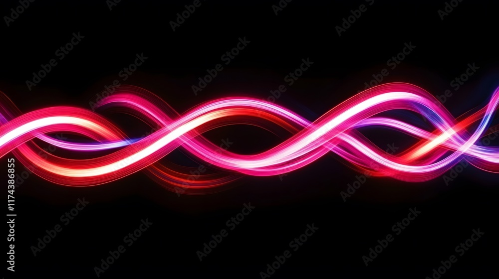 Poster dynamic light waves creating vibrant patterns in abstract art digital space graphic design high cont