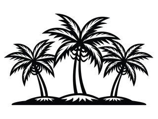 Obraz premium black-outlined-symmetrical-palm-trees white background.eps