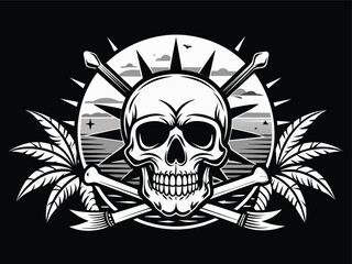 vintage-sunset-skull-and-cross-bon black-and-white.eps