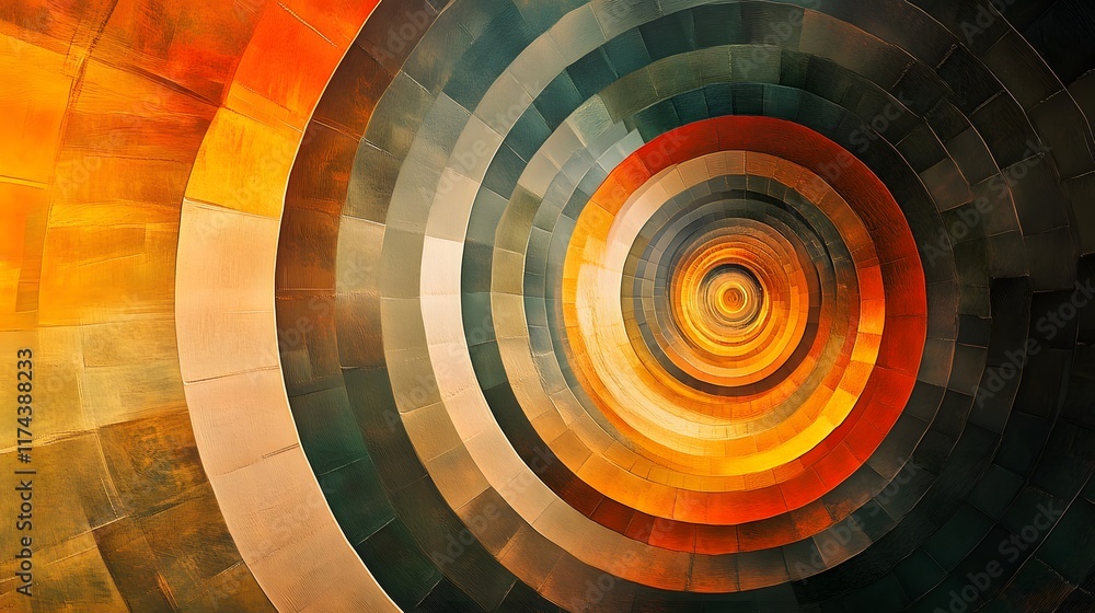 Poster dynamic circular patterns abstract design digital artwork vibrant colors close-up visual exploration