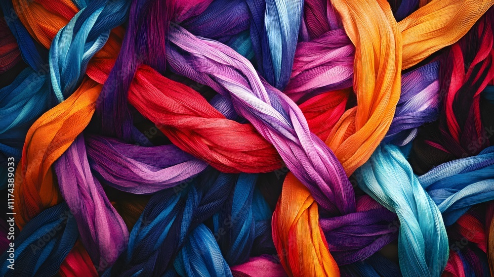 Poster vibrant textile patterns studio image collection colorful environment close-up view textile art conc