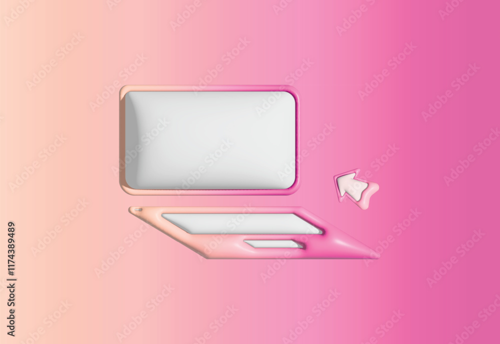 Fototapete modern computer monitor with arrow. web page template landing page. desktop computer screen template