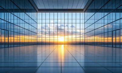 Obraz premium Modern office building glass curtain wall hall