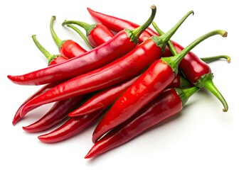Minimalist Red Chili Peppers Photography, Cutout Spicy Food Image,  High-Resolution Food Photo