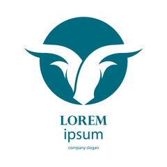 aggressive horned bull head logo design