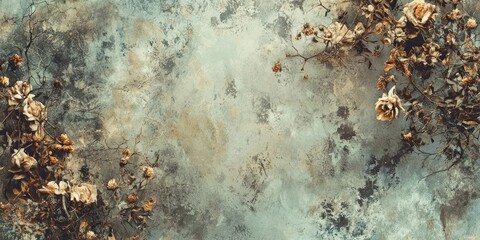 Wall with a flowery design and a rose in the middle
