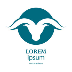 aggressive horned bull head logo design