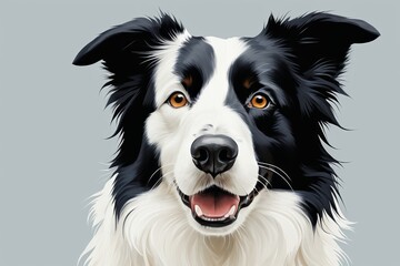 Fototapeta premium there is a black and white dog with a yellow eye