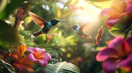 Hummingbirds in Paradise: A Tropical Garden Dream