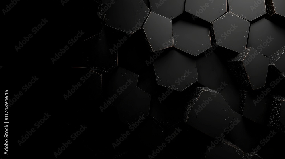 Poster dark hexagon abstract background 3d render geometric minimalist futuristic design