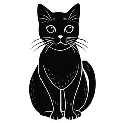 black and white cat vector 